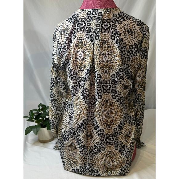 Olivaceous Sheer Snakeskin Blouse Animal Print Flowy Size Medium - Picture 3 of 8
